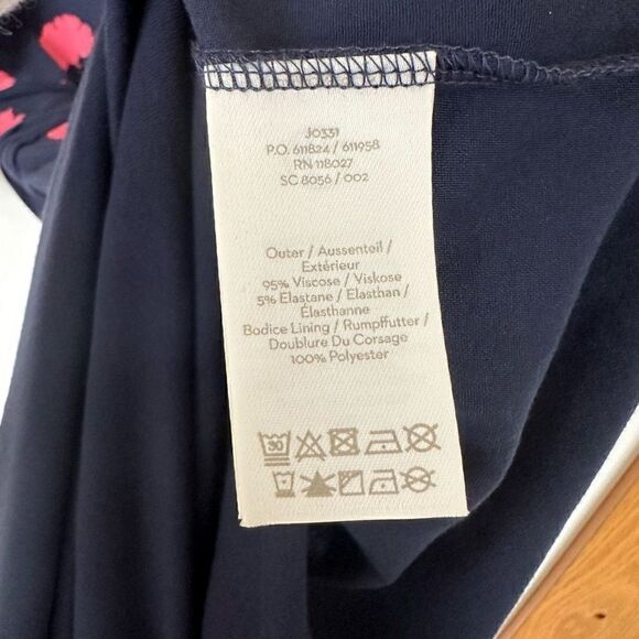 Boden Maisie Matte Navy and Pink All Over Floral Jersey Handkerchief Hem Midi Dr - Picture 11 of 13